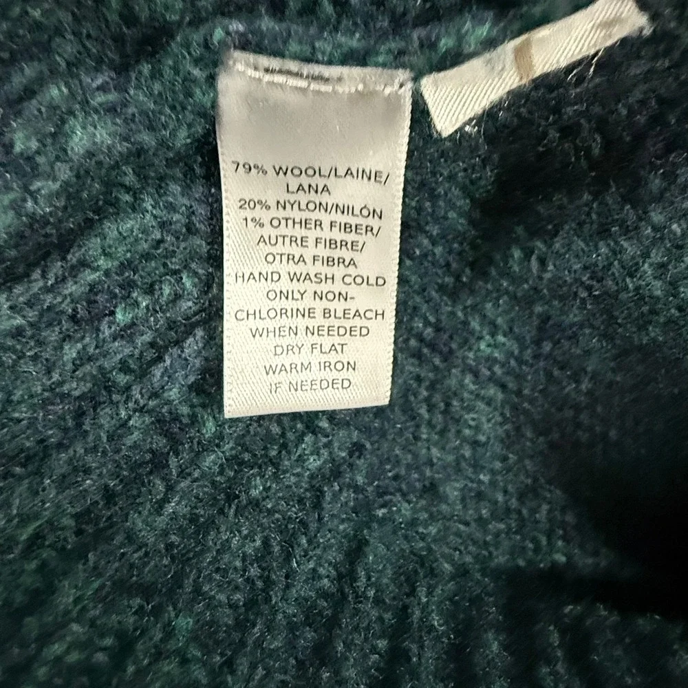 Ann Taylor LOFT Petites Wool Blend V-Neck Sweater Dark Teal Green SP 357048